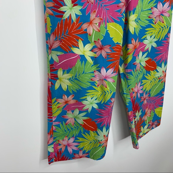 Sag Harbor Sport Vibrant Colorful Tropical Leaf Cropped Pants W/Stretch Size 12 - Picture 4 of 16